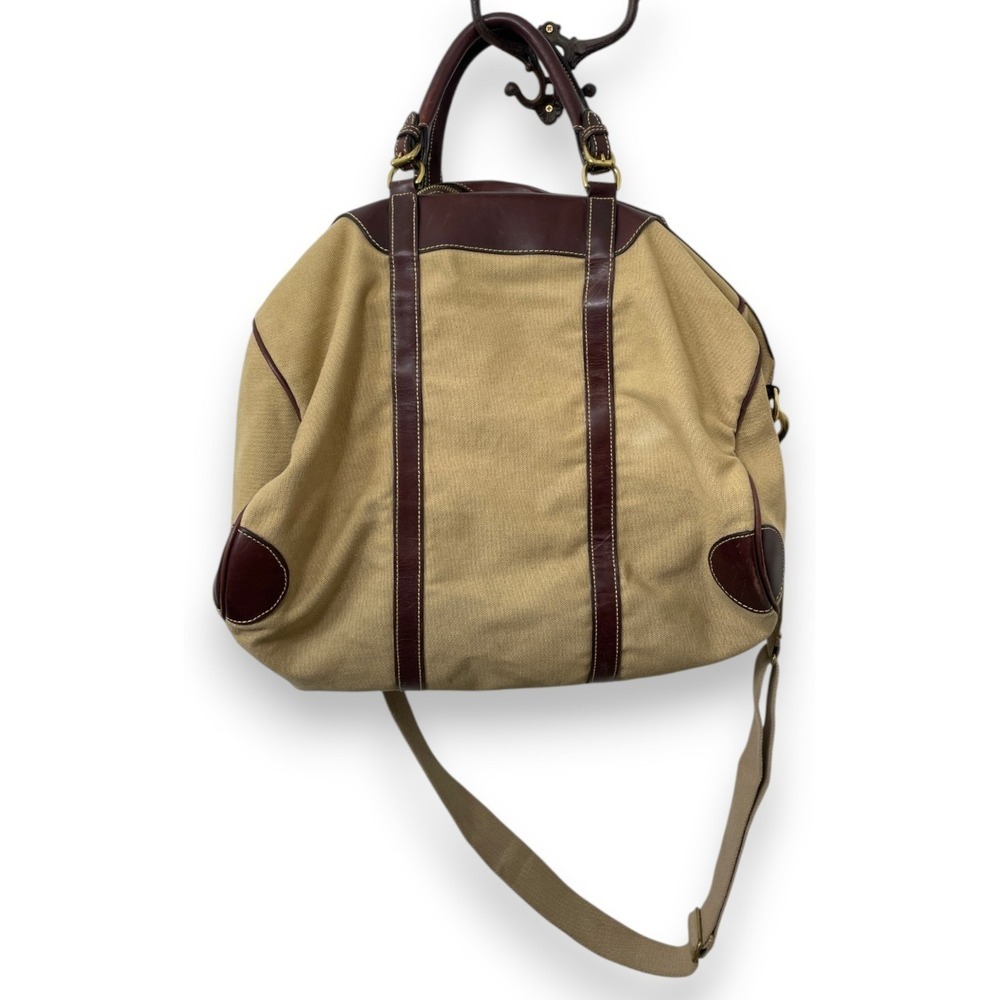 Mulholland Canvas Leather Duffle Weekender Bag Tan Brown Large Vintage Read
